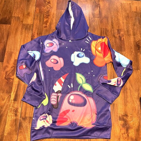 Among Us Imposter Hoodie Unisex Large Colorful Cartoon Print Anime Mobile Game - Picture 1 of 13